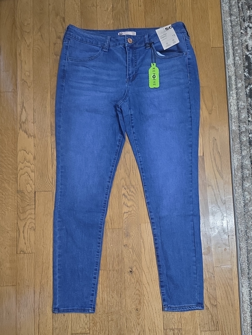 SO BRAND WOMEN'S JUNIORS BLUE LOW-RISE JEGGINGS JEANS SIZE 15